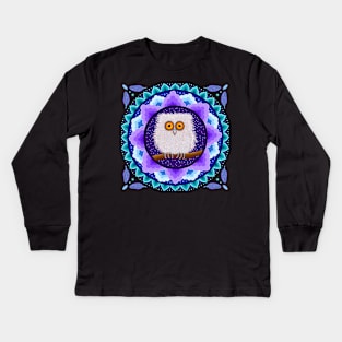 Fluffy Baby Owl Mandala Kids Long Sleeve T-Shirt